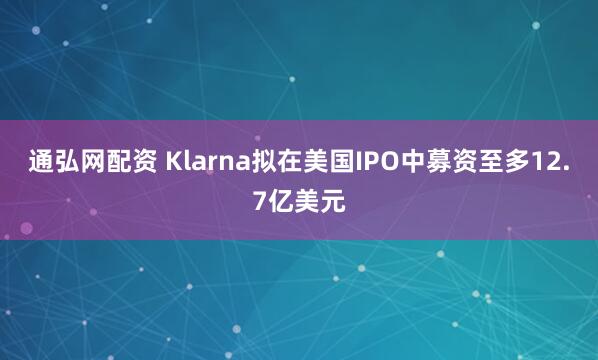通弘网配资 Klarna拟在美国IPO中募资至多12.7亿美元